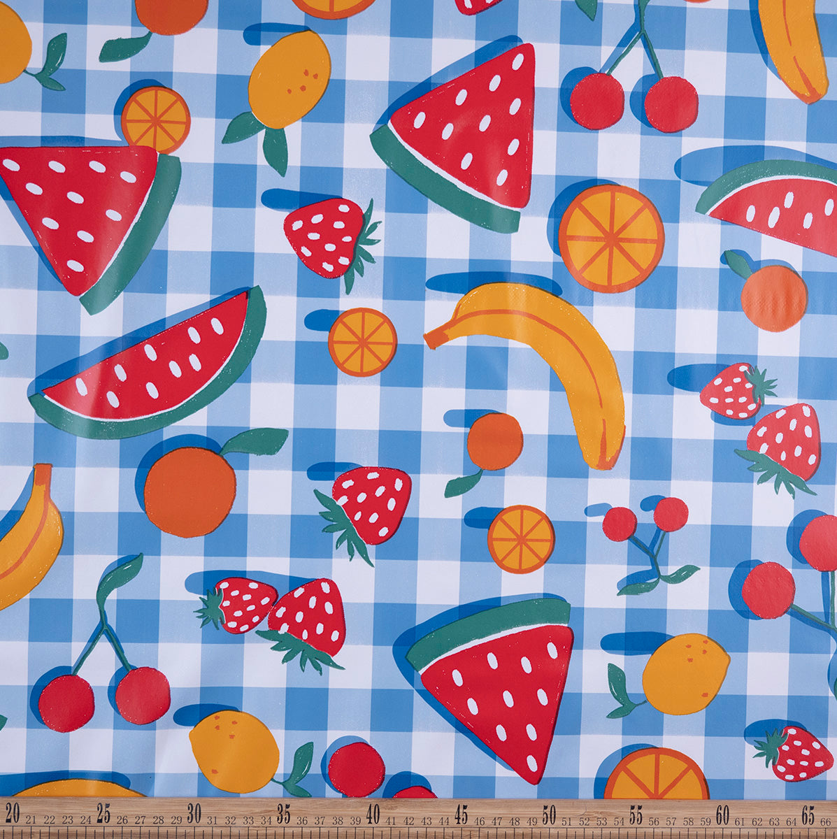 PVC DOBLE ESTAMPADO AZUL PLACID CUADRILLE FRUTAS