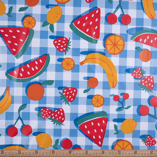 PVC DOBLE ESTAMPADO AZUL PLACID CUADRILLE FRUTAS