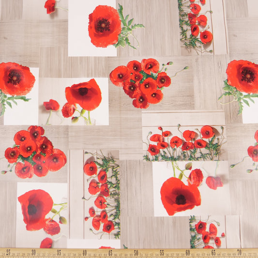 PVC DOBLE ESTAMPADO ROJO MARTE CON FLORES