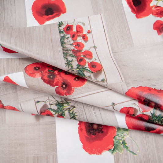 PVC DOBLE ESTAMPADO ROJO MARTE CON FLORES