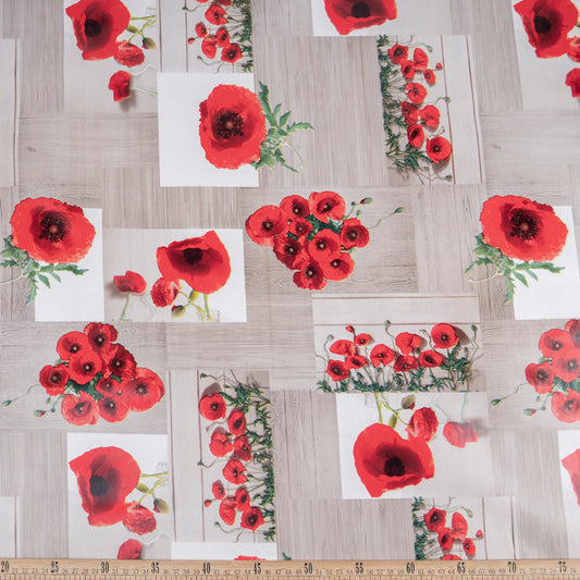 PVC DOBLE ESTAMPADO ROJO MARTE CON FLORES
