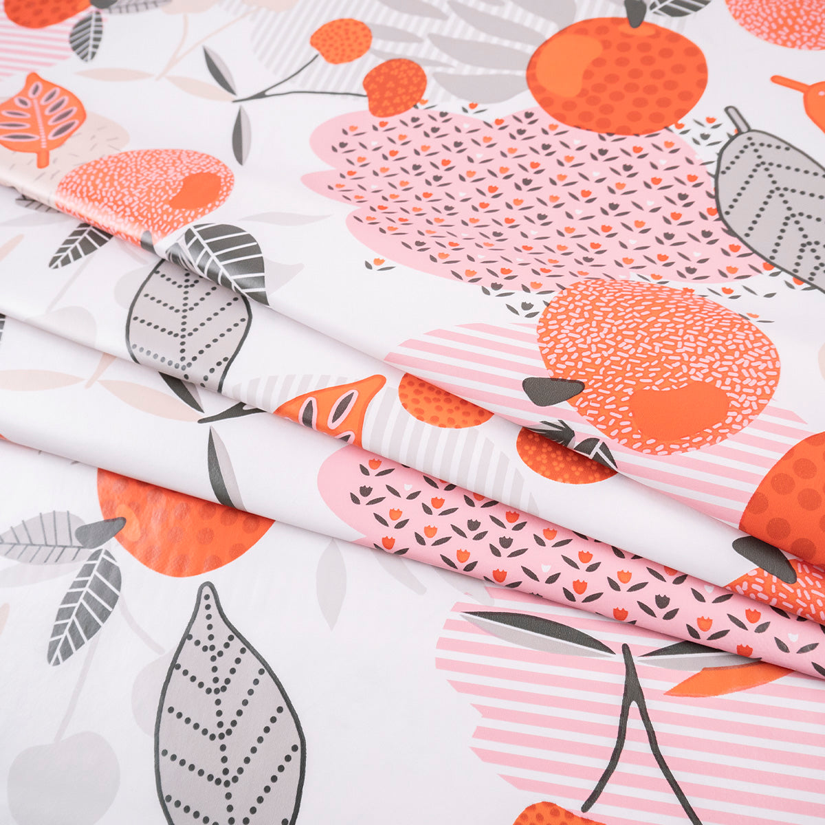 PVC DOBLE ESTAMPADO ROJO CARMESI CON NARANJAS