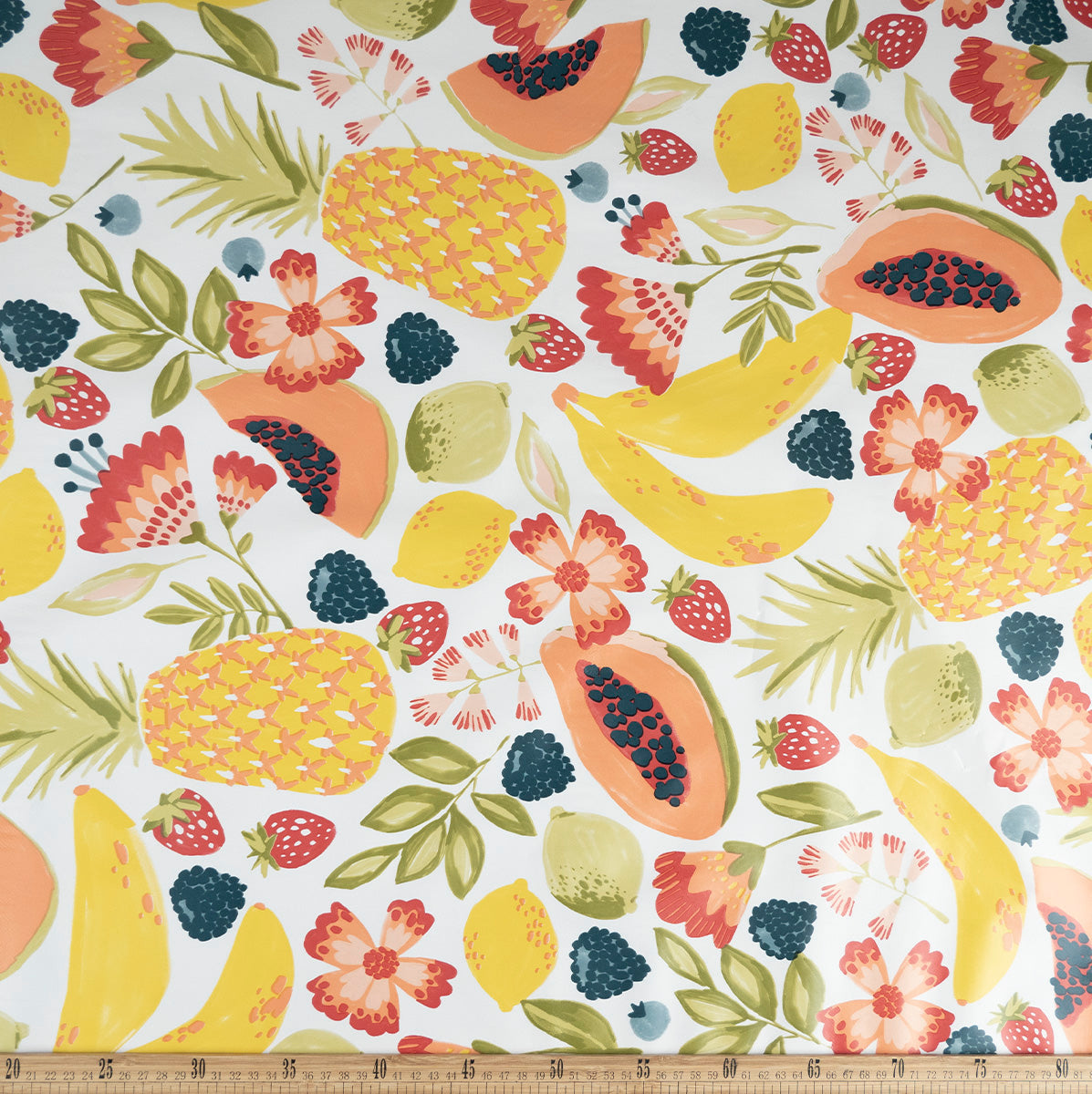 PVC DOBLE ESTAMPADO BLANCO BRILLANTE FRUTAS
