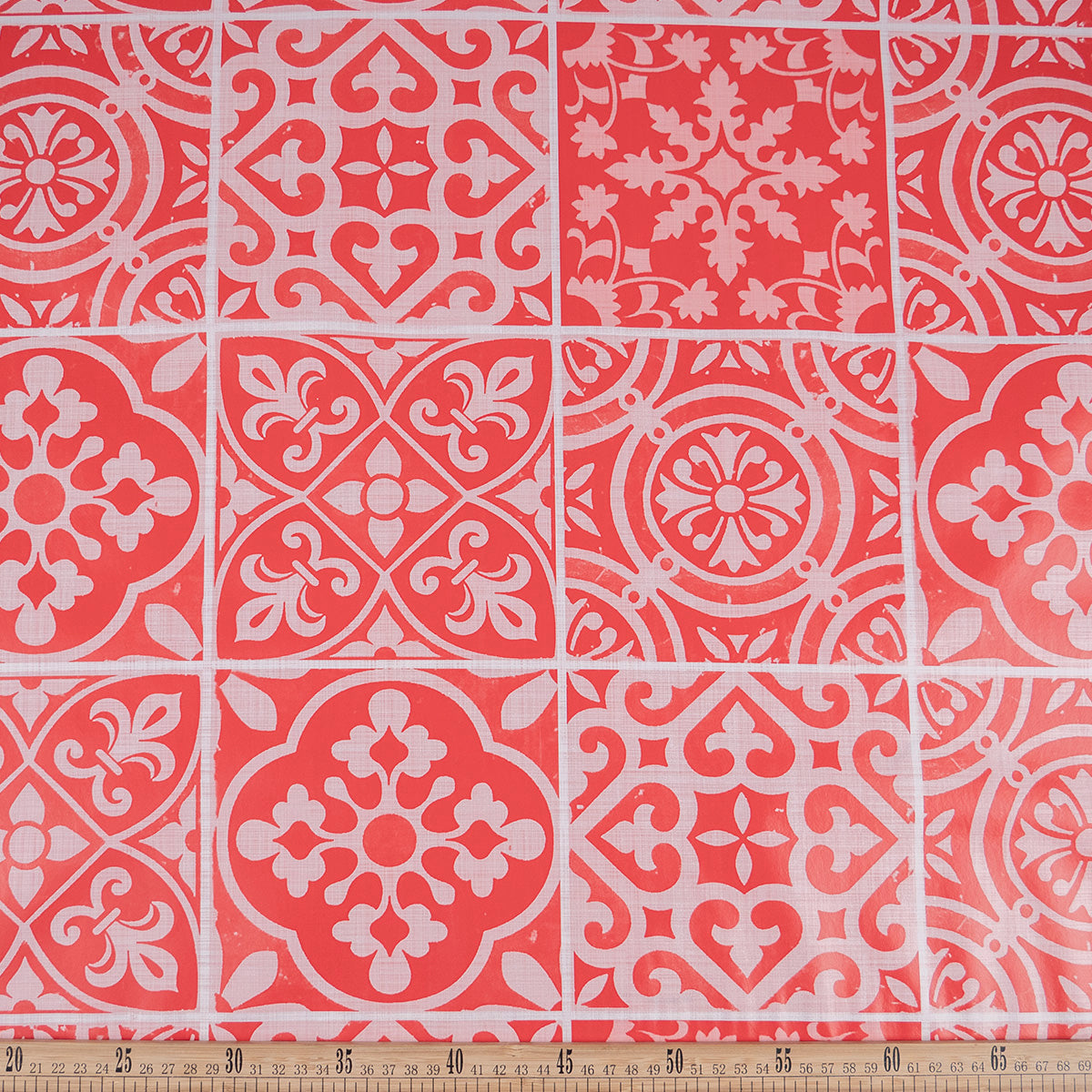 PVC DOBLE ESTAMPADO ROJO CARMESI AZULEJOS