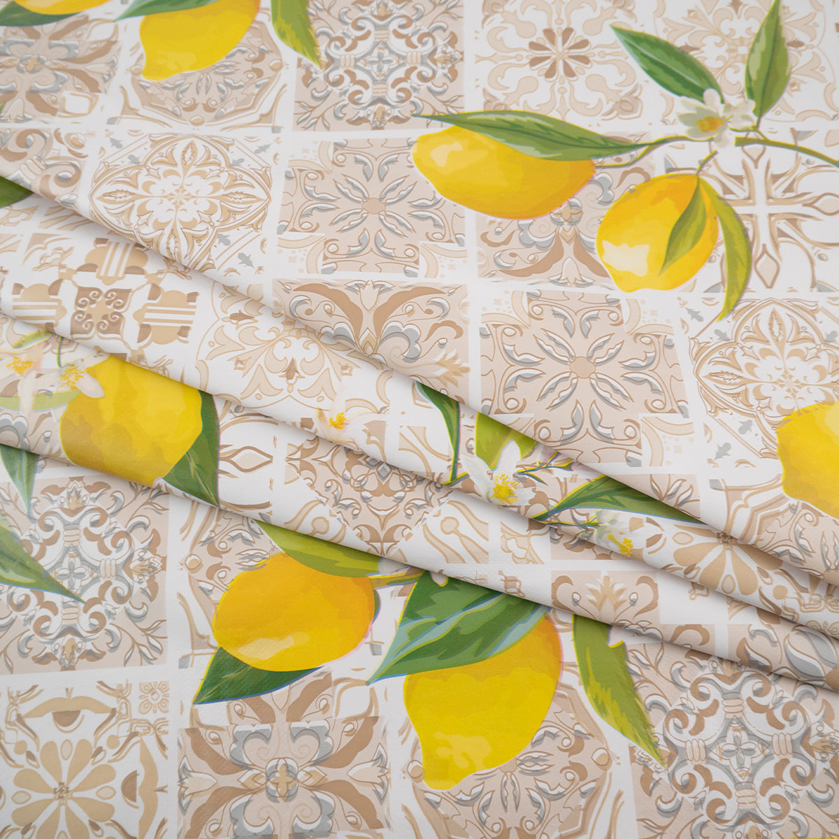 PVC DOBLE ESTAMPADO BEIGE LANA CON LIMONES
