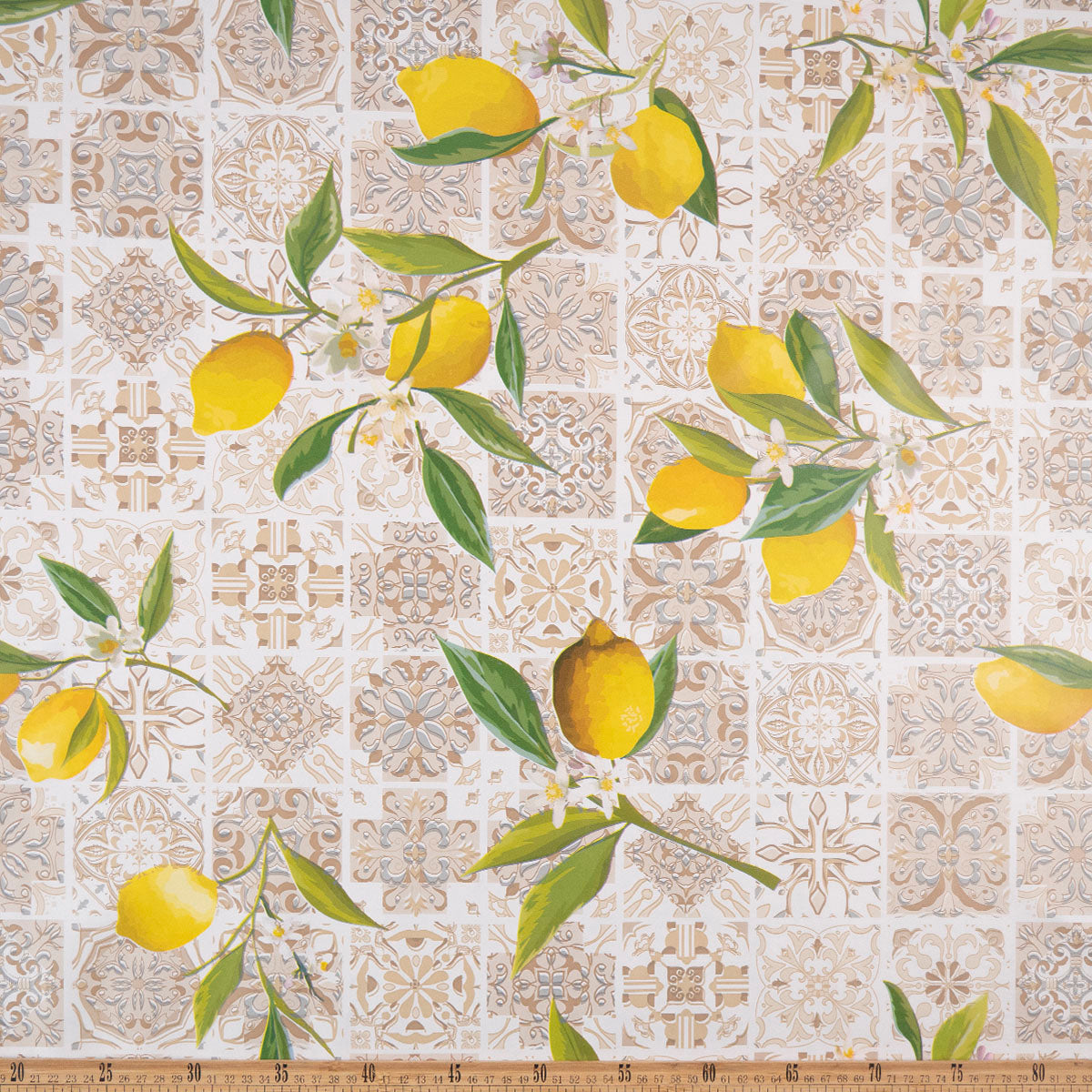 PVC DOBLE ESTAMPADO BEIGE LANA CON LIMONES