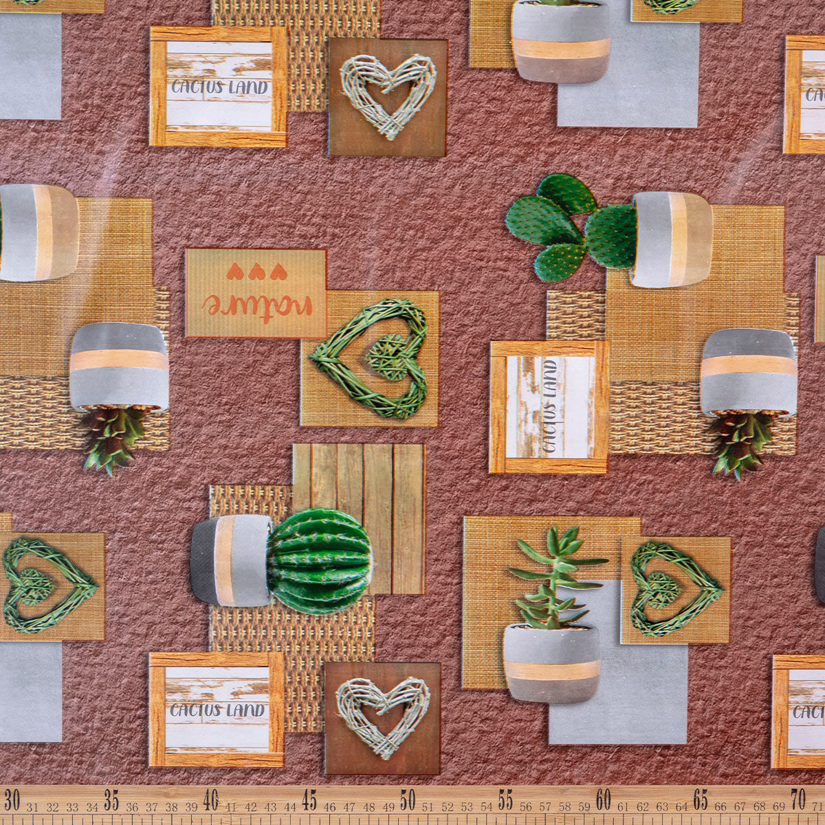 PVC DOBLE ESTAMPADO MARRON ARCILLA CACTUS
