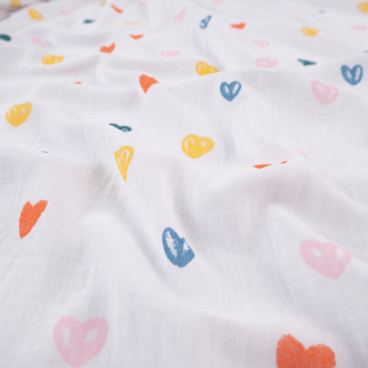 BABY COTTON INFANTIL BLANCO BRILLANTE CORAZOES PINTADOS