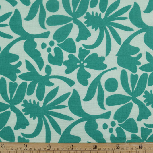BABY COTTON INFANTIL VERDE AGUA JADE CON FIGURAS BOTANICAS