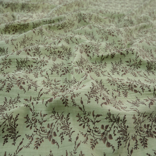 BABY COTTON INFANTIL VERDE ZARCILLO CON RAMAS NEGRAS Y HOJAS VERDES