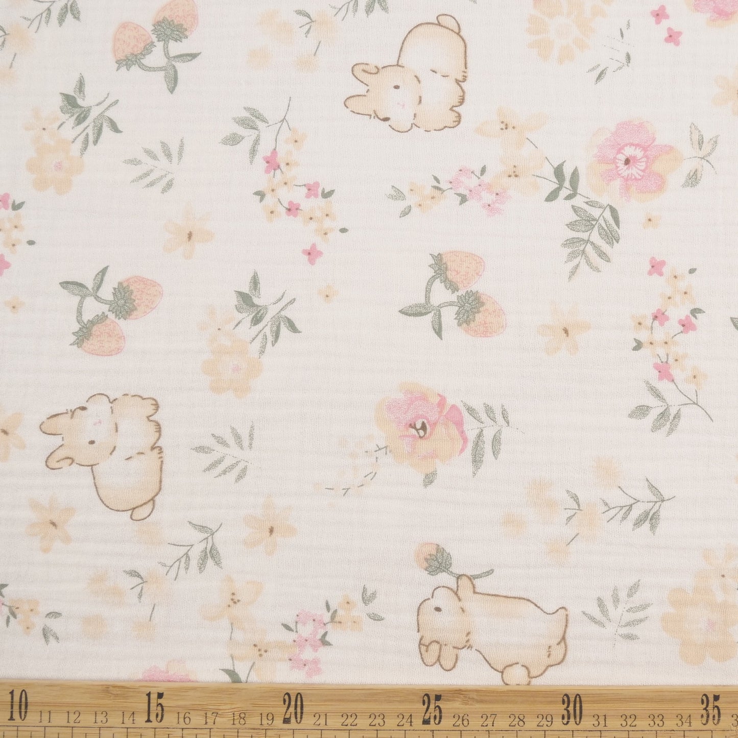 BABY COTTON INFANTIL BLANCO BRILLANTE BOTANICO FLORAL CON CONEJOS