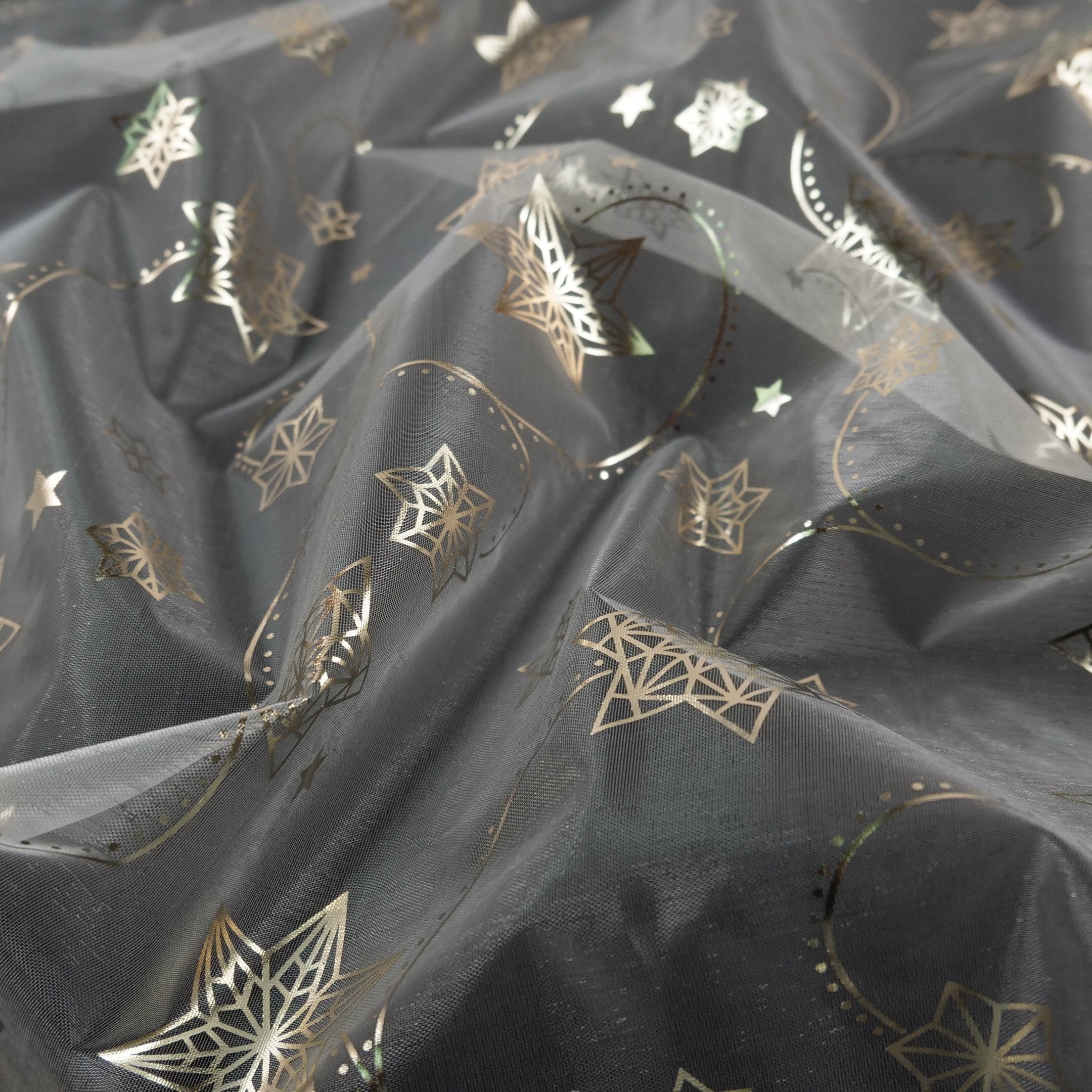 ORGANZA NAVIDAD GRIS PLATA FROZEN