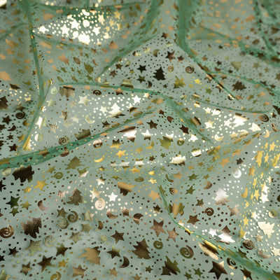 ORGANZA NAVIDAD VERDE FRIJOL LUNA Y ESTRELLAS