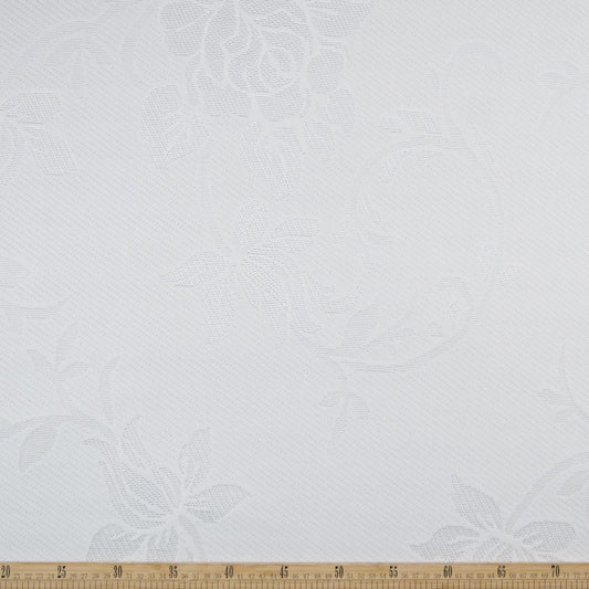 JACQUARD BAMBU BLANCO BRILLANTE TEXTURADO FLORAL