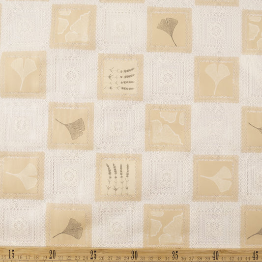 PVC JACQUARD NATURAL PERGAMINO CUADROS