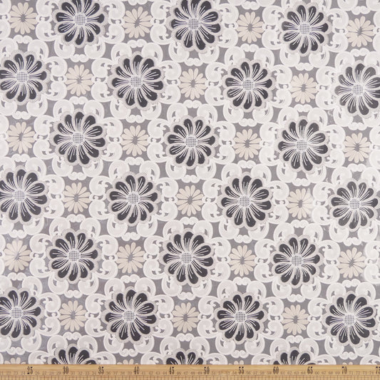 PVC JACQUARD BLANCO BRILLANTE CON FLORES