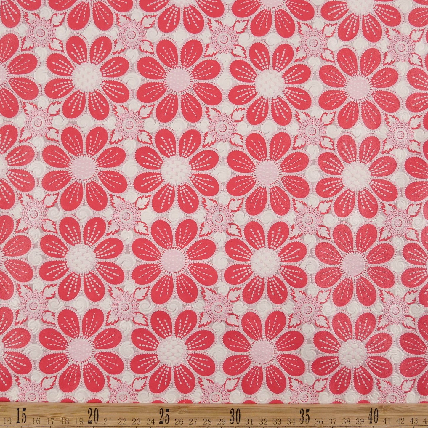 PVC JACQUARD ROJO MARTE CON FLORES