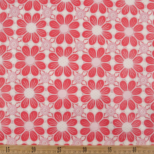 PVC JACQUARD ROJO MARTE CON FLORES