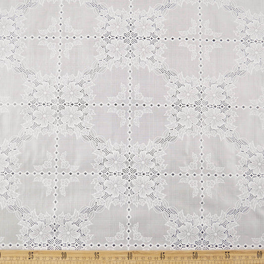 PVC JACQUARD BLANCO BRILLANTE AZULEJOS CON FLORES