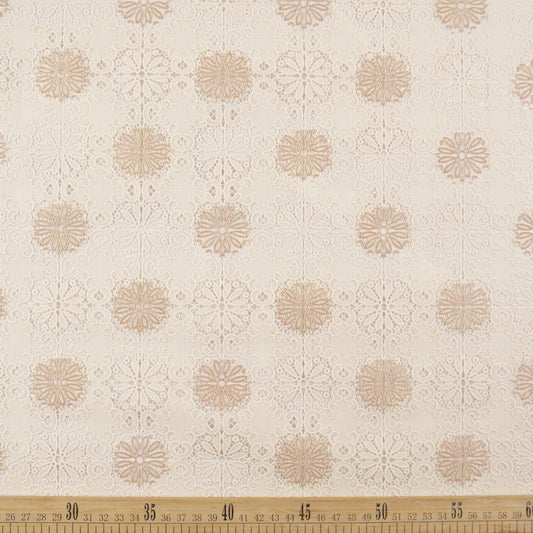 PVC JACQUARD NATURAL PERGAMINO CON FLORES