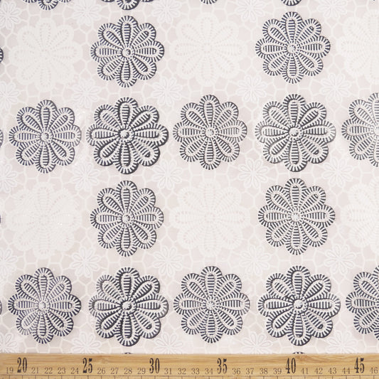 PVC JACQUARD BLANCO BRILLANTE CON FLORES