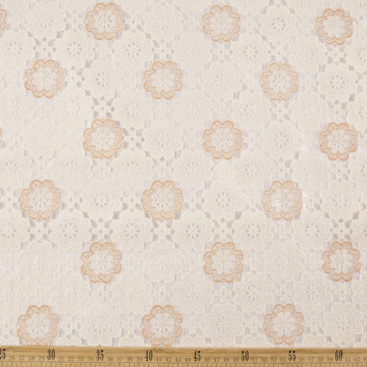 PVC JACQUARD NATURAL PERGAMINO CON FLORES