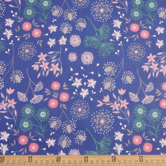 PERCAL TC ESTAMPADO XL AZUL MEDITERRANEO FLORES SILVESTRES