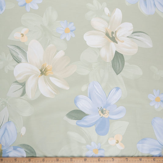 PERCAL 320 HILOS ESTAMPADA VERDE OPALINA FLORAL PASTEL