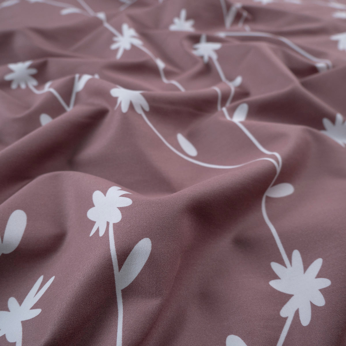 PERCAL 320 HILOS ESTAMPADA MARRON FLORCITAS