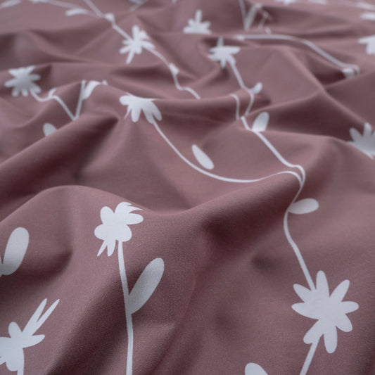 PERCAL 320 HILOS ESTAMPADA MARRON FLORCITAS