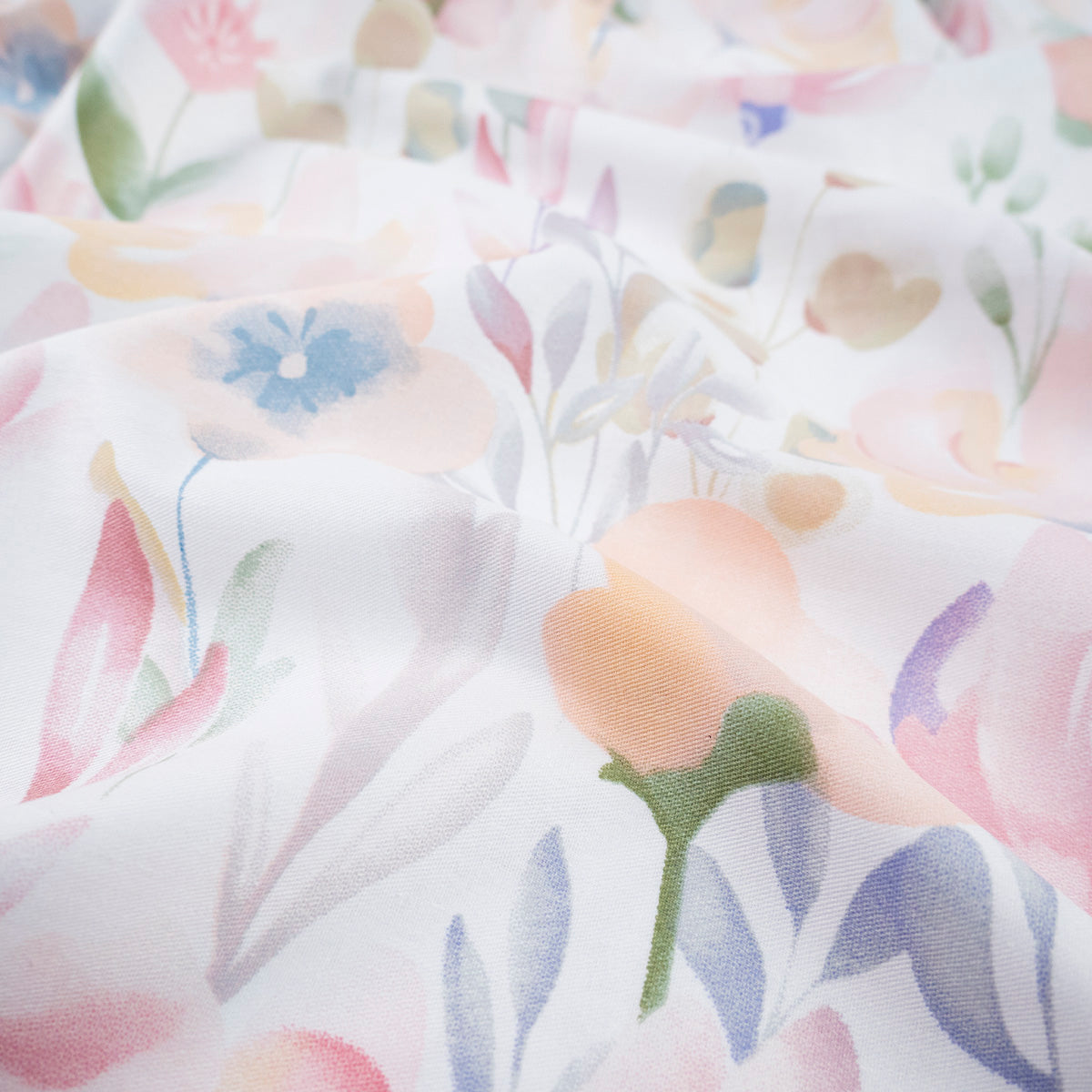 PERCAL 320 HILOS ESTAMPADA BLANCO BRILLANTE FLORAL PASTEL