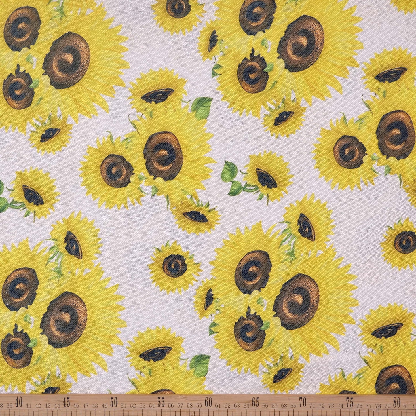 MANTELERIA LINO ESTAMPADO BLANCO BRILLANTE CON GIRASOLES