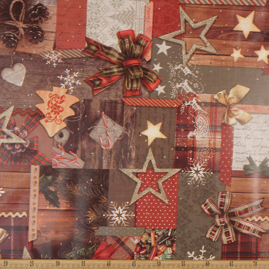 PVC DOBLE NAVIDAD ROJO CABERNET ADORNOS VINTEGE