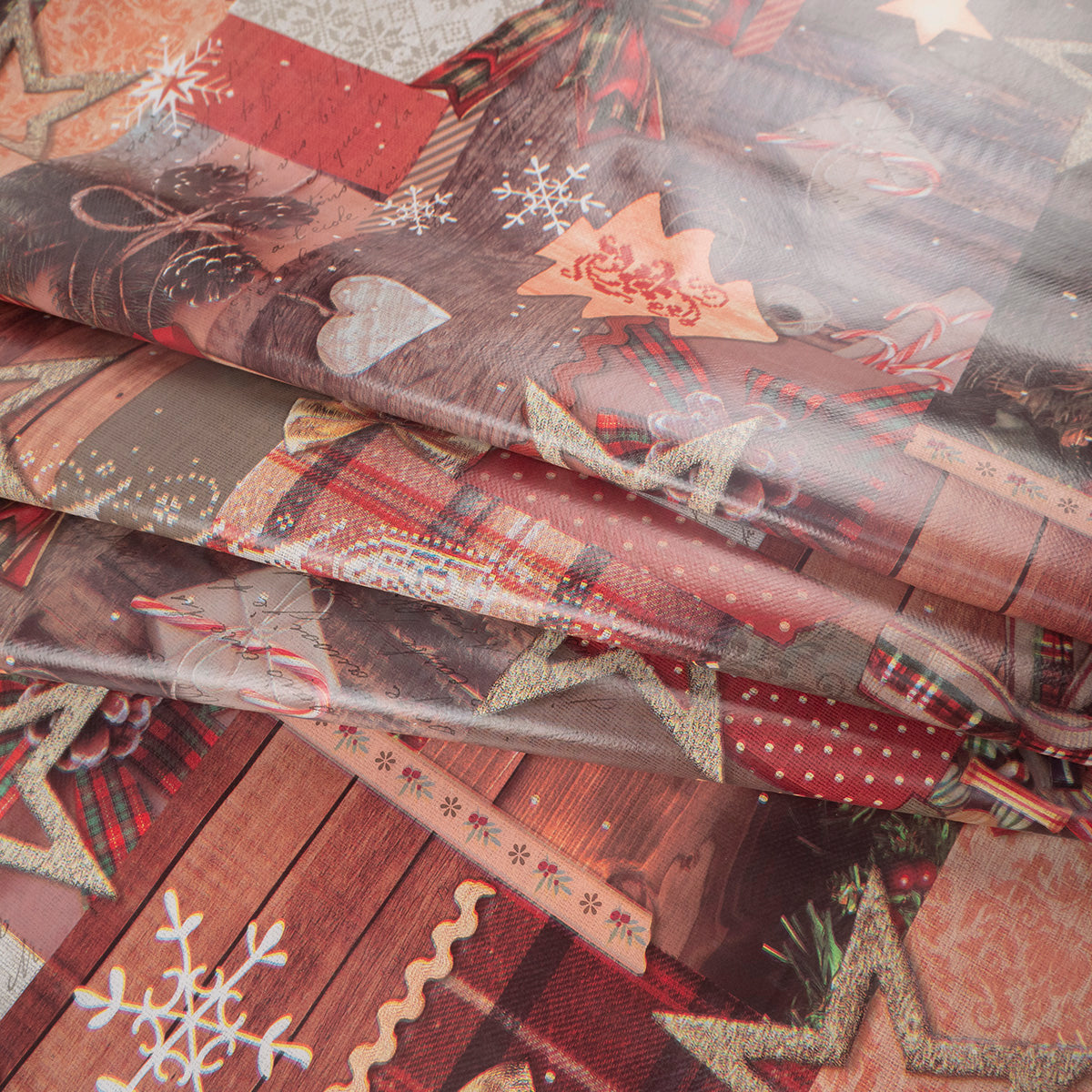 PVC DOBLE NAVIDAD ROJO CABERNET ADORNOS VINTEGE