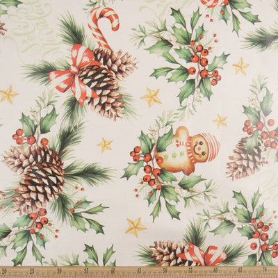 PVC DOBLE NAVIDAD BLANCO BRILLANTE PINO, MUÑECO Y BASTON