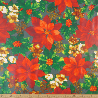 PVC DOBLE NAVIDAD GRIS PALOMA SALVAJE CON POINSETTIA