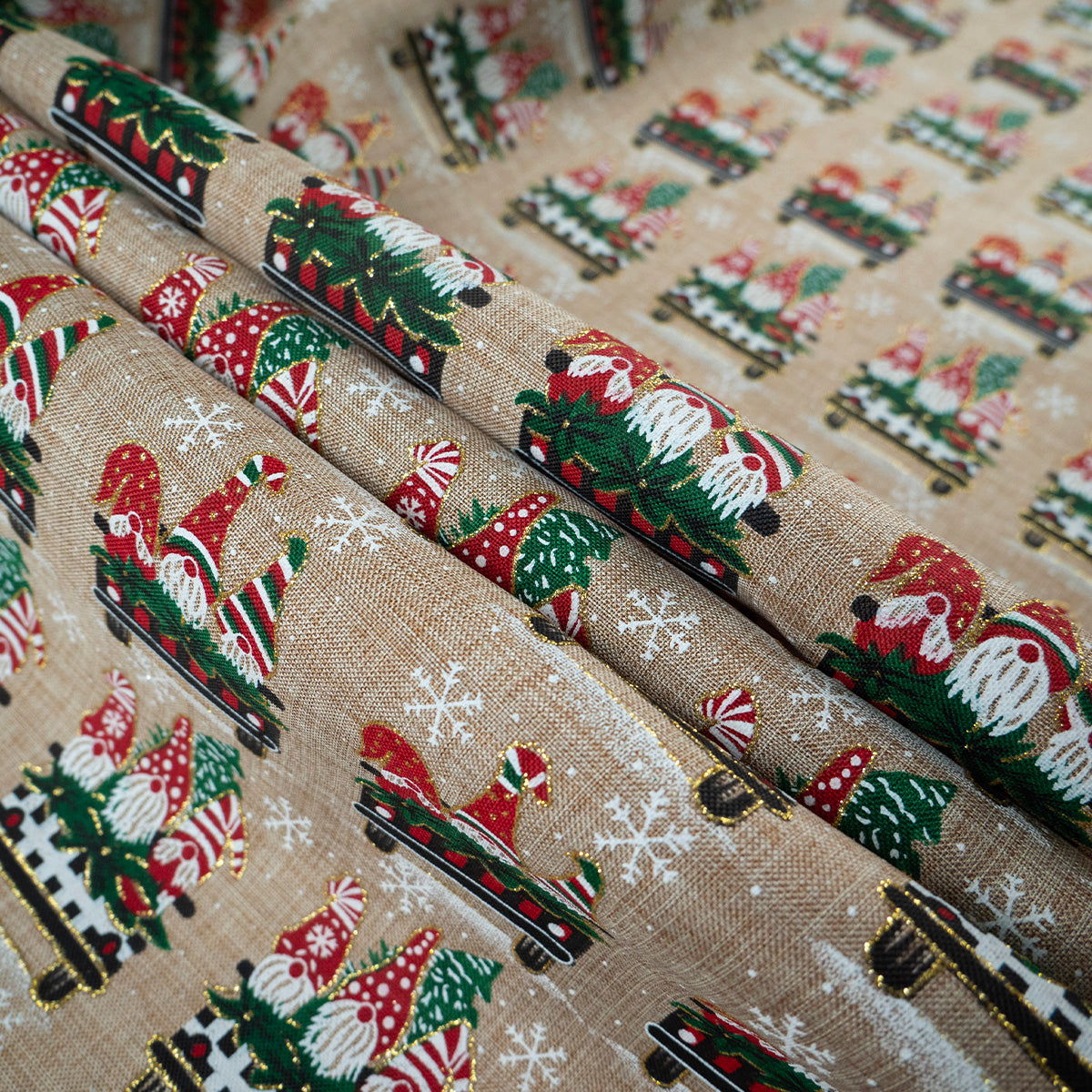 PANAMA NAVIDAD BEIGE SAGE GREEN DUENDES DE NAVIDAD