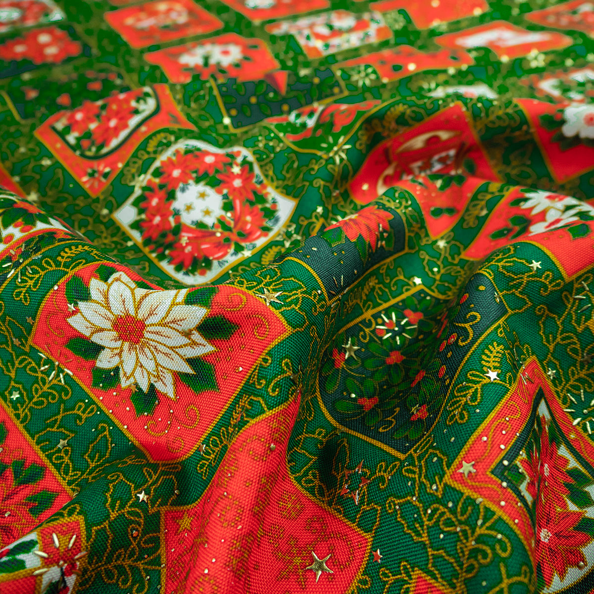 MANTELERIA NAVIDAD ESTRELLITAS VERDE VERDANT AJEDRES