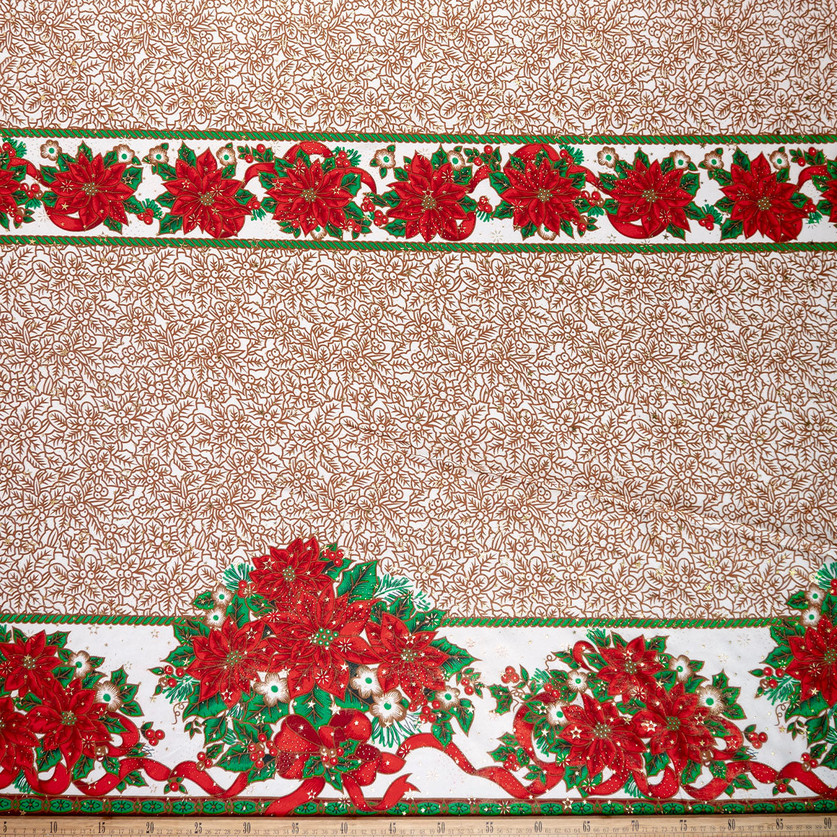 MANTELERIA NAVIDAD ESTRELLITAS ROJO CARMESI GUARDA POINSETTIA