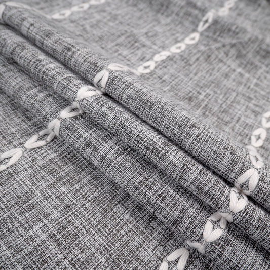 MANTELERIA LINO BORDADA GRIS SEAGRASS