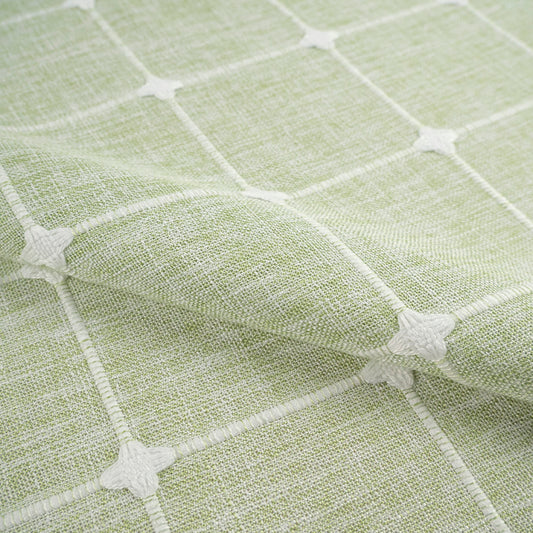 MANTELERIA LINO BORDADA VERDE LIMA JADE CUADROS