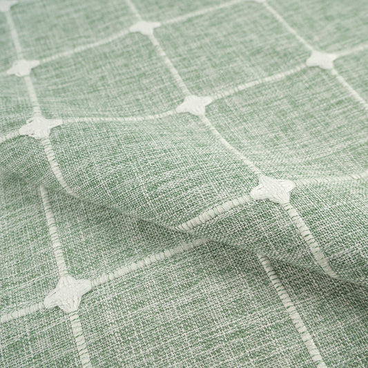 MANTELERIA LINO BORDADA VERDE GAGE CUADROS