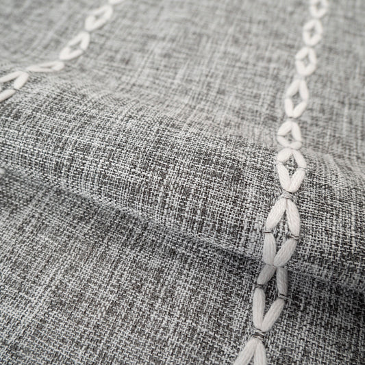 MANTELERIA LINO BORDADA GRIS SEAGRASS CADENA