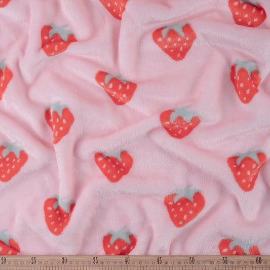 POLAR VELBOA ESTAMPADO ROSA INFANTIL CON FRESAS