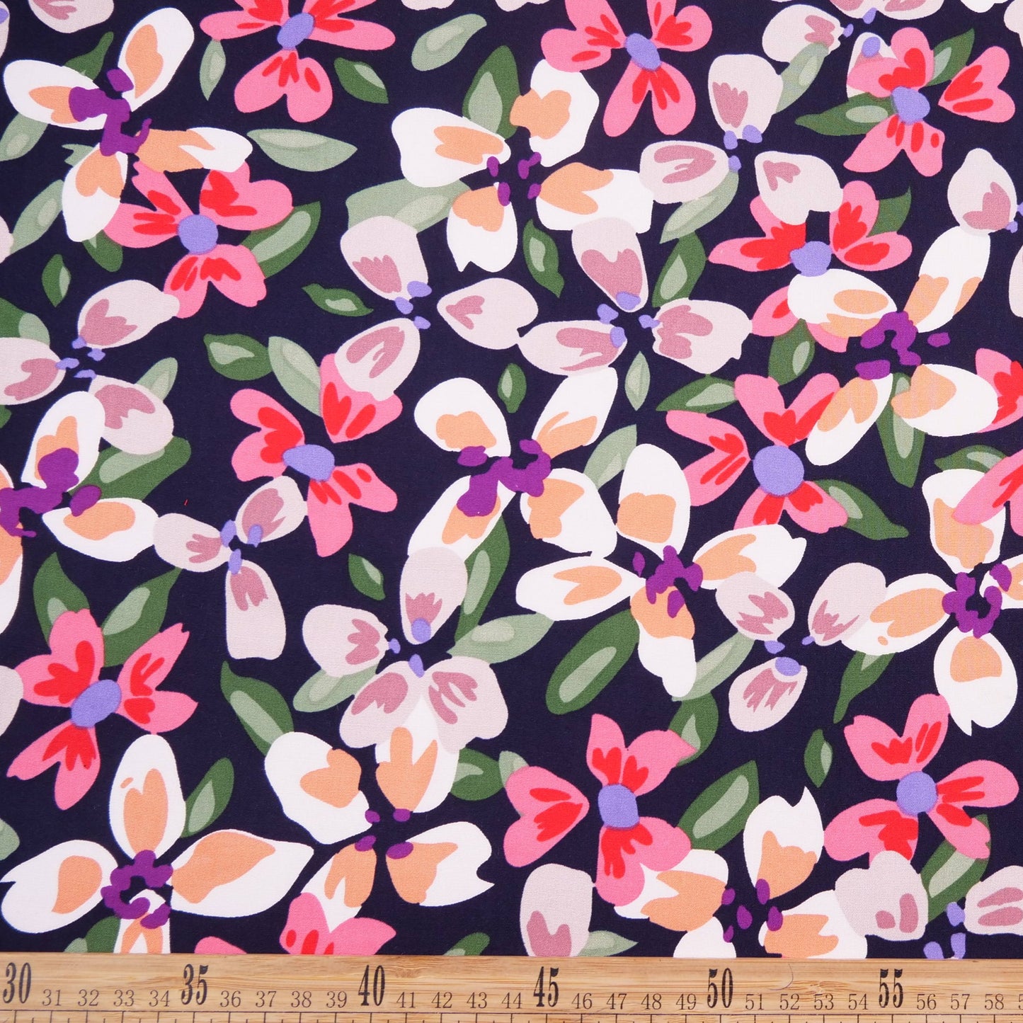 FIBRANA ESTAMPADA AZUL PEACOAT FLORAL COLORIDO