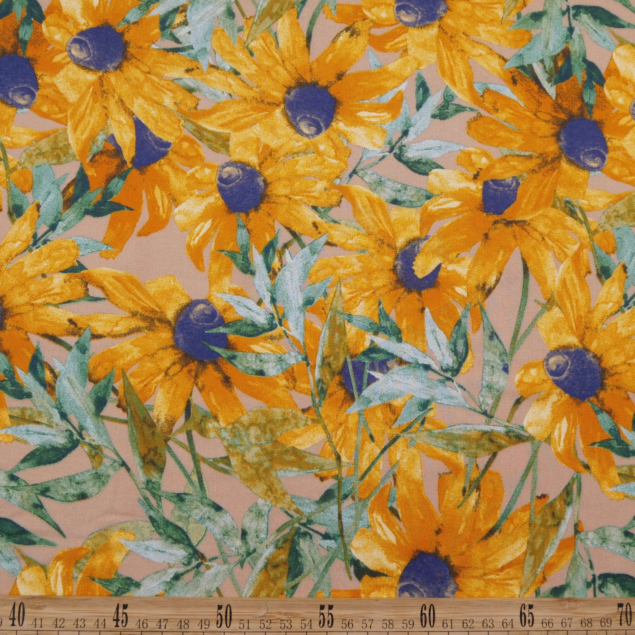 FIBRANA ESTAMPADA BEIGE ARENA CUBA GIRASOLES