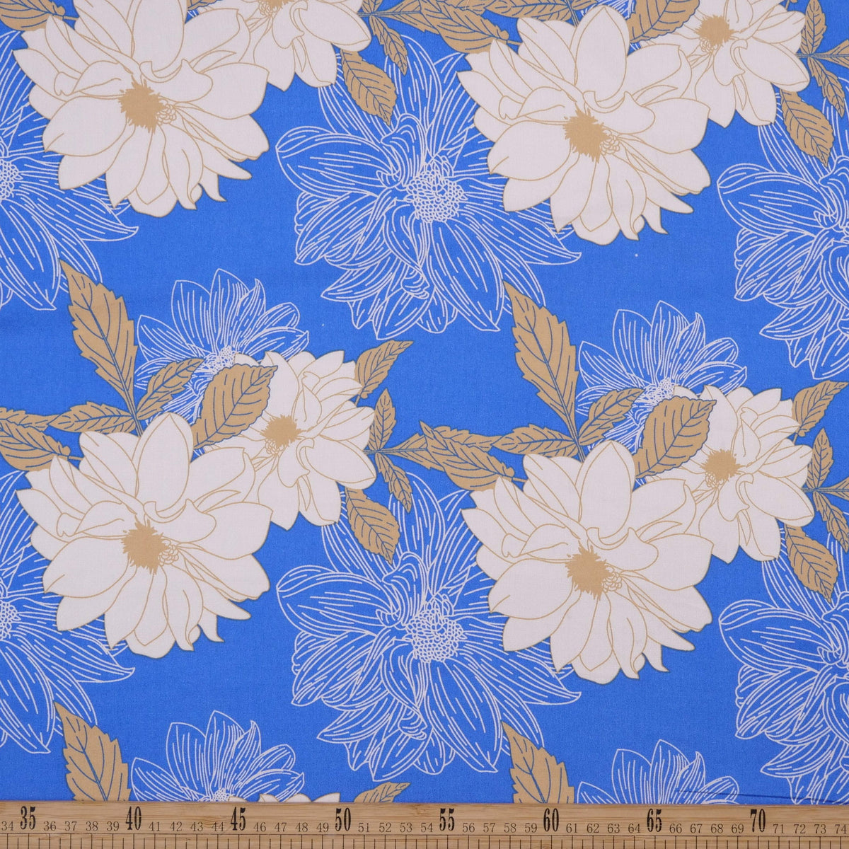 FIBRANA ESTAMPADA AZUL DESLUMBRANTE CON FLORES GRANDES