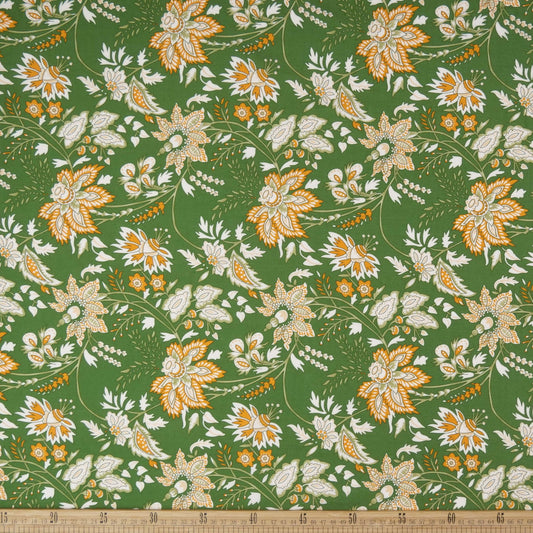 FIBRANA ESTAMPADA VERDE FRIJOL FLORAL