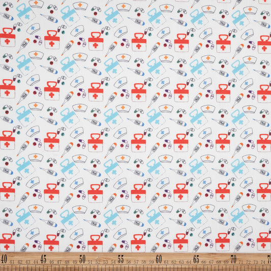 POPLIN TC ESTAMPADO BLANCO BRILLANTE ENFERMERIA