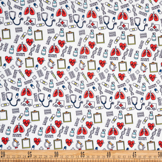 POPLIN TC ESTAMPADO BLANCO BRILLANTE DE SALUD